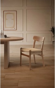 Krzesła zestaw 2 szt. z litego drewna kauczukowego w naturalnym kolorze Biel – MOME