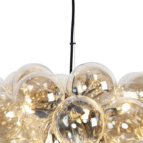 Designerska lampa wisząca czarna szkło bursztynowe 8-źródeł światła - Uvas ArtDeco Oswietlenie wewnetrzne