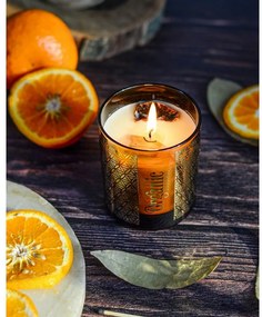 Organiczna świeca kadzidlana Mandarin &amp; BayLeaf 200 g w szklanym słoiczku ze złotą folią
