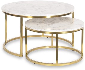 Zestaw Stolików Kawowych OLIS MAX 60 cm/80 cm Marmur Złoty Glamour
