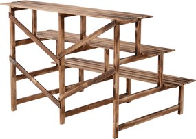 Outsunny regał na rośliny półka na kwiaty regał na kwiaty półka na rośliny stojak na kwiaty 3 stopnie drewno jodłowe kolor ciemnobrązowy 120 x 80 x 80 cm