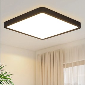 NETTLIFE Lampa sufitowa LED lampa sufitowa płaska do sypialni 23CM 18W kwadratowa czarna 3000K