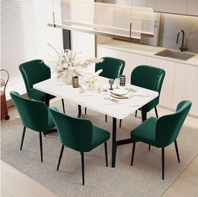 Krzesło do jadalni z aksamitu, metalowe nogi – zielony