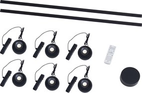 Nowoczesny system oświetlenia szynowego z 6 czarnymi lampami wiszącymi jednofazowymi - Magnetic Lance