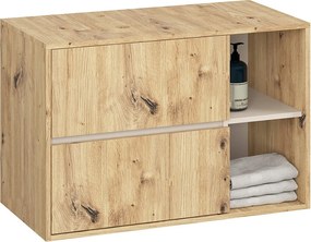 Szafka łazienkowa pod umywalkę z otworami AKORD VAMI Dąb Artisan, Kaszmir 90 cm 2 szuflady 2 półki 90x60x45,5 cm