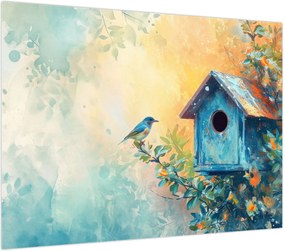 Obraz - Domek dla ptaków, akwarela (70x50 cm)