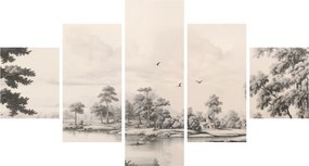Obraz - Rysunek krajobrazu w stylu vintage (125x70 cm)