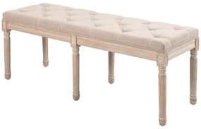 HOMCOM Pufa Tapicerowana Vintage 117x40x48cm Beżowa z Guzikami Wykończenie Lniane Wytrzymała do 120kg do Sypialni | Aosom PL