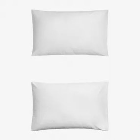 Pack 2 Poszewek Na Poduszki Z Satyny 300 Nitek Sampras Biała & 50 X 75 Cm - Sklum