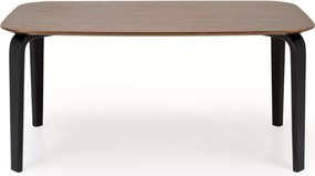Stół Pelo 160x90 cm – prostokątny stół z naturalnej okleiny w kolorze orzechowym z melaowymi czarnymi nogami
