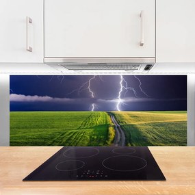 Szkło do Kuchni na Ścianę Potęga Burzy nad Polami