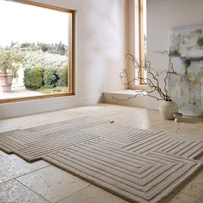 Beżowy wełniany dywan tkany ręcznie 200x290 cm Zen Rectangles – Flair Rugs