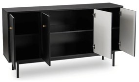 Komoda do Salonu MARLEN 155 cm Czarna Czterodrzwiowa Nowoczesna