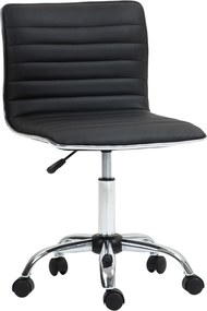 HOMCOM Regulowany Salonowy Fotel z Oparciem, Obrotowy, Metal, Skóra Ekologiczna, 48 x 52 x 78-90 cm, Czarny