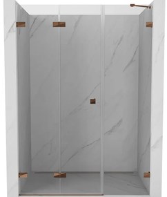 Mexen Lunar-F drzwi prysznicowe składane lewe 150 cm, transparent, różowe złoto - 836S-150-050-60-00-L