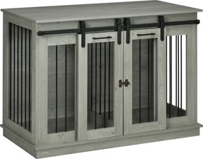 PawHut Klatka dla psów z 2 drzwiami, transporter dla psów, wytrzymały design, zamykana, Szary