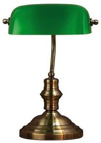 Zielona lampa stołowa z podstawą w kolorze mosiądzu Markslöjd Bankers, wys. 42 cm