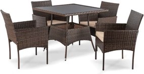 Zestaw Mebli Ogrodowych MORADO Stół i 4x Krzesło Brązowy/Beżowy Technorattan Nowoczesny