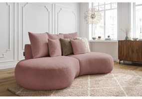 Różowa sofa z materiału bouclé 260 cm Saint-Germain – Bobochic Paris