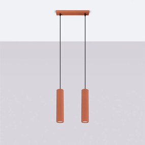 Lampa wisząca KARBON 2 ochra czerwona ryflowana SOLLUX  LIGHTING