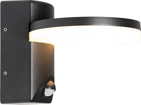 Lampa ścienna zewnętrzna czarna z diodą LED IP54 z czujnikiem ruchu - Esmee