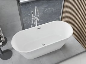Mexen Yara wanna wolnostojąca ryflowana 170 x 75 cm, biała, przelew chrom - 52861707500-01
