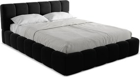 Łóżko 180 x 228 - z weluru - czarny - NALU