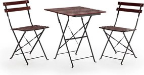 Zestaw mebli ogrodowych Colummn Ensemble Bistro Agata 3 elementy czarny, stół i 2 krzesła