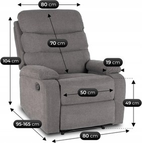 Fotel Rozkładany z Podnóżkiem KOBE Szary Nowoczesny