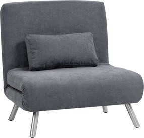 HOMCOM Fotel z funkcją łóżka, design 2-w-1, fotel do spania, łóżko gościnne, materiał pokryciowy, z poduszką, ciemnoszary