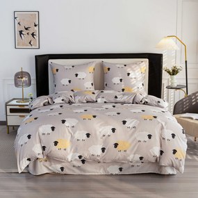 PrzytulneMieszkanie.pl PrzytulneMieszkanie.pl Pościel z mikrowłókna SHEEP DREAM szara Rozmiar pościeli: 70 x 90 cm | 140 x 200 cm