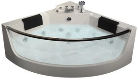 Wanna narożna z hydromasażem EVELINA – 2-osobowa – 330 l – 138 × 138 × 63 (dł. × szer. × wys.)