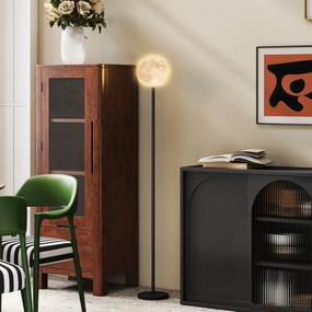 HOMCOM Lampa podłogowa z kloszem w kształcie księżyca, przełącznik nożny, 3 temperatury barwowe, metal, czarna