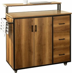 Drewniana wyspa kuchenna na kółkach KNL02-PF