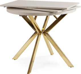 Stół Okrągły Rozkładany DORIAN 80-160 cm Kaszmir/Złoty Glamour