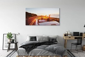 Obraz drukowany na płótnie Droga, Auto i Ludzie