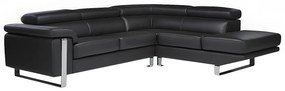 Kanapa narożna ze skóry MYSTIQUE - Czarny - Narożnik prawostronny