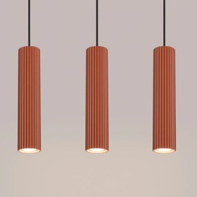 Lampa wisząca KARBON 3L ochra czerwona ryflowana SOLLUX  LIGHTING
