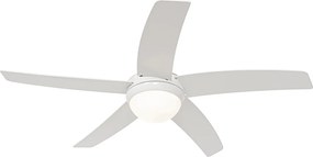 Inteligentny wentylator sufitowy biały z drewnianym nadrukiem 132 cm z LED z możliwością ściemniania z pilotem - Cool