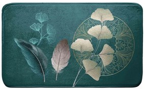 Turkusowy dywanik łazienkowy 45x75 cm Ginkoblue – douceur d'intérieur