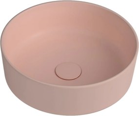 Umywalka ceramiczna nablatowa okrągła różowa bez otworu na baterię 42 cm LERA Pink
