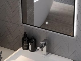 Mexen Erma lustro łazienkowe podświetlane 50 x 70 cm, LED 6000K, antypara, rama czarna - 9814-050-070-611-70