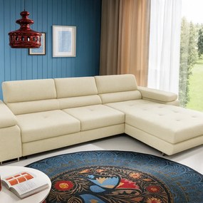 Beżowy narożnik rozkładany z funkcją spania M2-L05