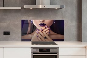 Szklany Panel Kobieta z Fioletowymi Ustami