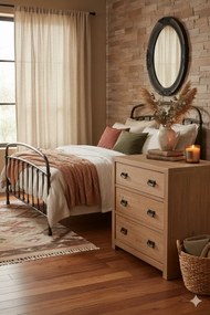 Czarne owalne lustro w rustykalnym stylu L8-P66