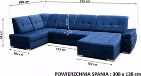 Tapicerowany narożnik Zeusi z funkcją spania i dwoma pojemnikami na pościel