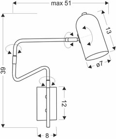 Czarny metalowy kinkiet do sypialni i salonu - K059 Arakin 4X