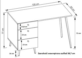 Skandynawskie biurko z szufladami dąb craft Uvefi 8X