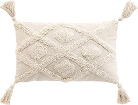 Coussin Déhoussable Compressé Pompons 30x50 cm Coton/Polyester Tufté - INCA