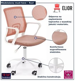 Obrotowy różowy fotel młodzieżowy G2-A44